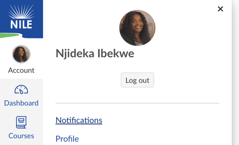 A screenshot showing where to find Notifications